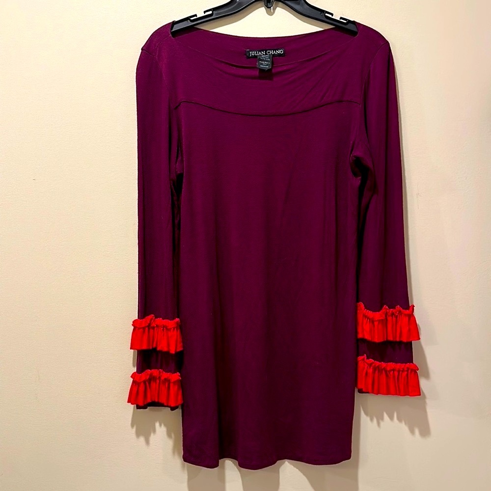Julian Chang Women’s Long Ruffled sleeve Tunic
